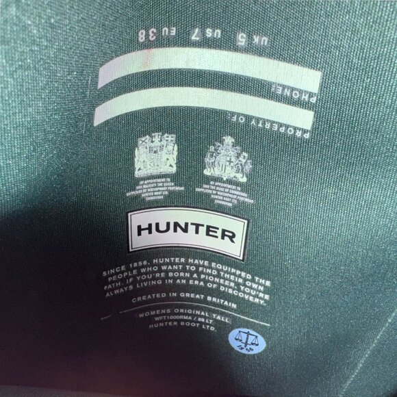 Hunter Original Tall Green Rain Boots Women’s 7 US Waterproof Wellington Preppy - Picture 7 of 8